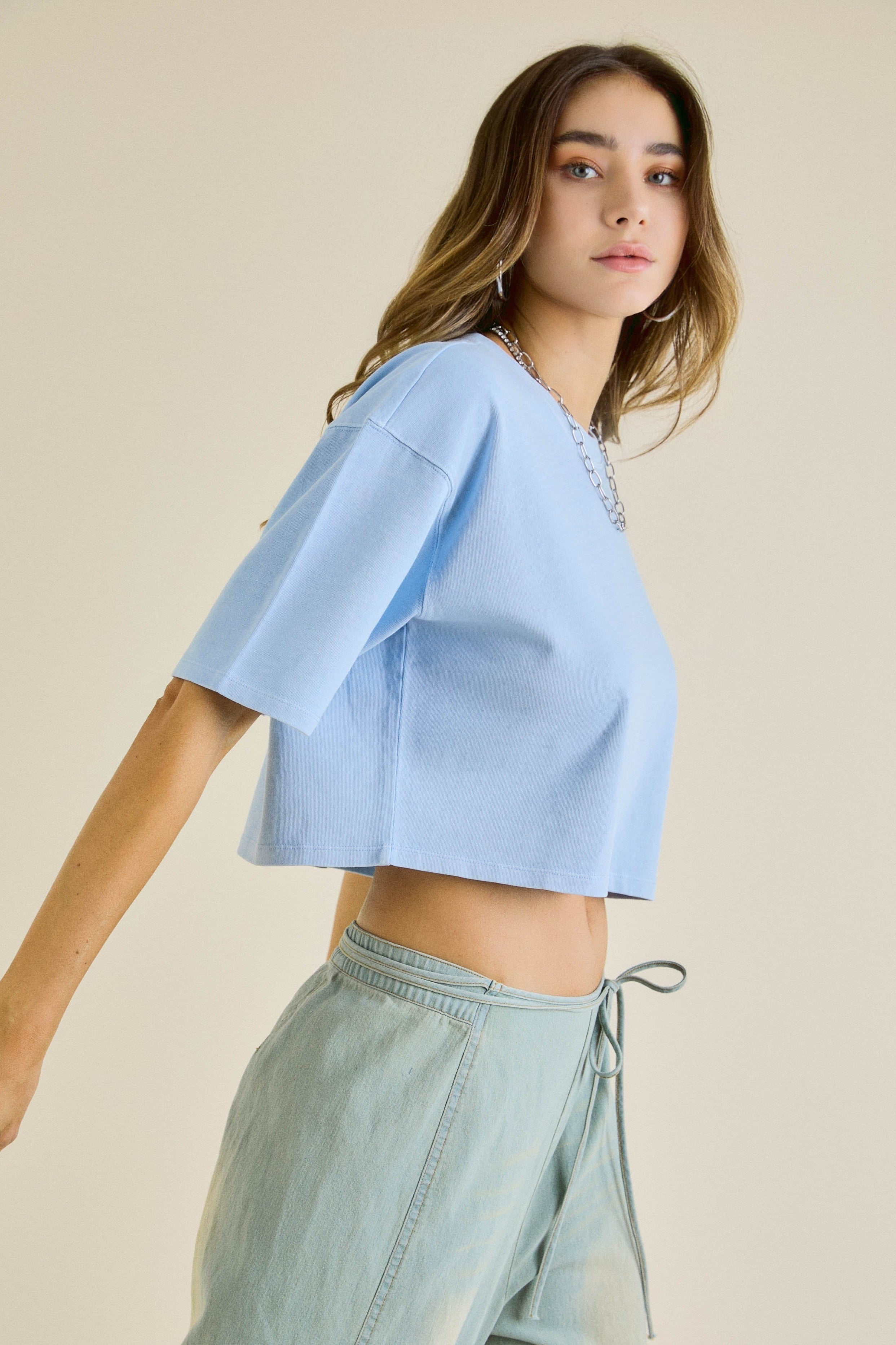 Premium Washed Cropped Short-Sleeve T-Shirt